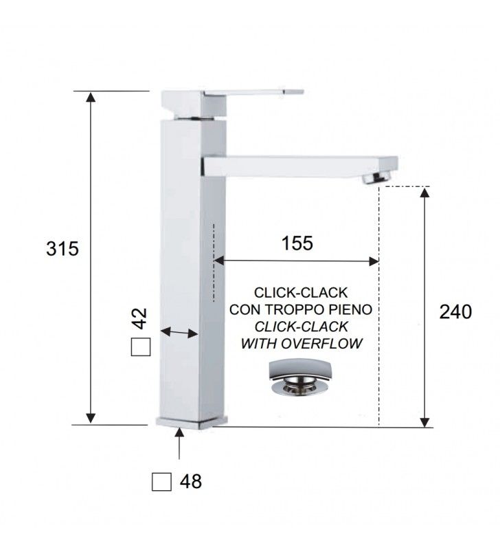 Rubinetto lavabo alto qubika cod 75495