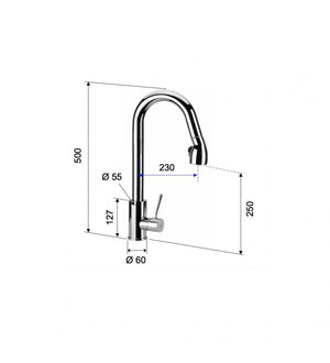 Rubinetto doccia con deviatore a 4 posizioni serie minimal cod 76051