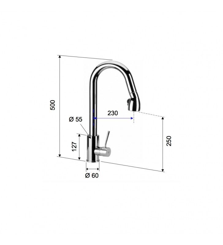 Rubinetto doccia con deviatore a 4 posizioni serie minimal cod 76051