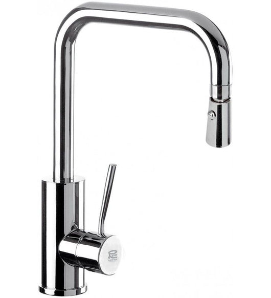 Rubinetto laterale per lavello con bocca a u girevole e doccetta dual jet serie minimal cod 76044