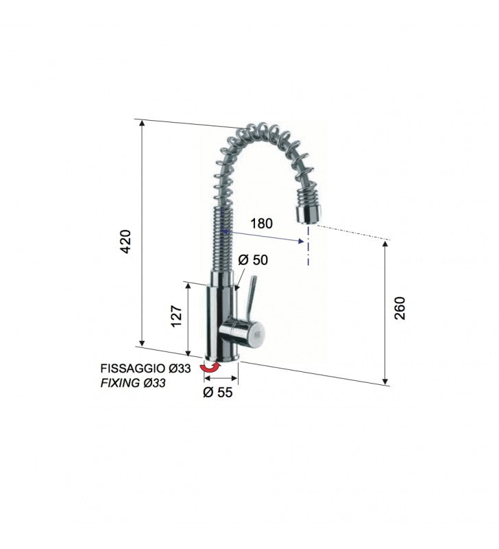 Rubinetto doccia con deviatore a tre vie serie minimal cod 76049