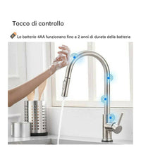 Rubinetto Monocomando Lavello Cucina Con Sensore Touch Con Doccetta Estraibile         