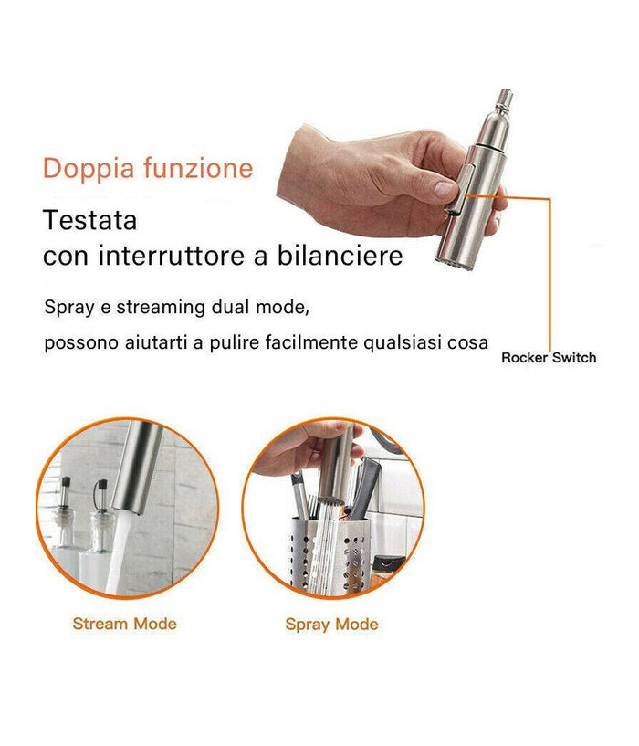 Rubinetto Monocomando Lavello Cucina Con Sensore Touch Con Doccetta Estraibile         