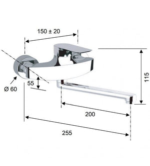 Rubinetto per lavello a muro - serie infinity cod 75485