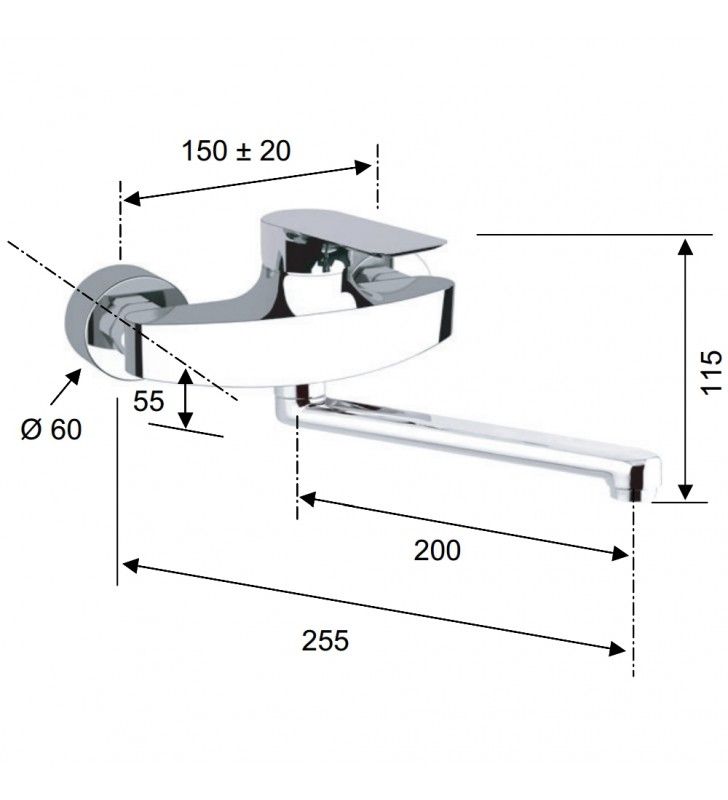 Rubinetto per lavello a muro - serie infinity cod 75485