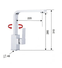 Rubinetto lavello con bocca alta a u girevole - serie qubika cod 75505