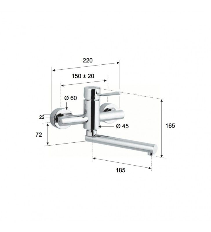 Rubinetto monocomando laterale per lavello serie minimal cod 76043