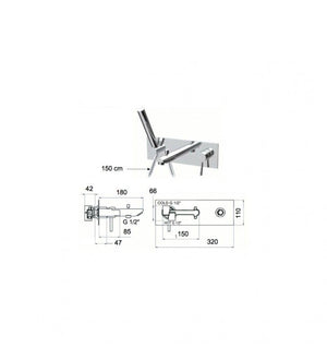 Rubinetto bordo vasca da pavimento con deviatore e kit doccia serie minimal cod 76005