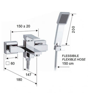 Rubinetto esterno per vasca con doccia duplex - serie qubika cod 75488