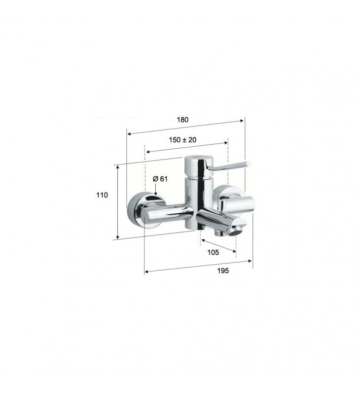 Rubinetto da incasso con deviatore per vasca/doccia tondo serie minimal cod 76006