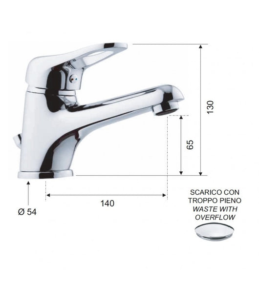 Rubinetto lavabo con leva clinica remer - serie kiss cod 76163