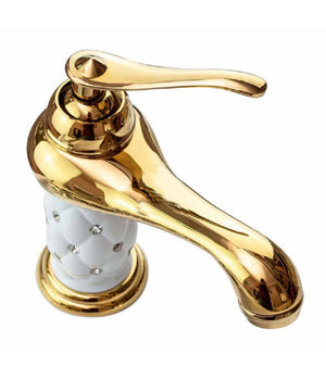 Rubinetto Per Lavabo Con Brillantini Miscelatore Bagno Monoforo Oro Basso 52149         