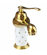 Rubinetto Per Lavabo Con Brillantini Miscelatore Bagno Monoforo Oro Basso 52149         