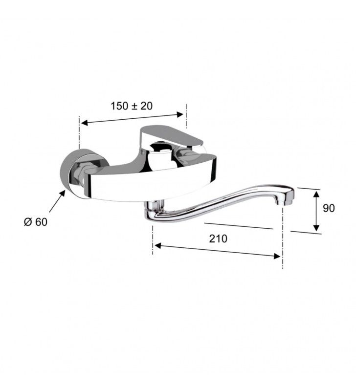 Miscelatore per lavello con bocca alta a u girevole - serie class line cod 75885