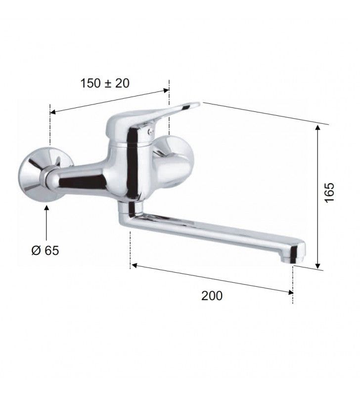 Rubinetto per lavello con bocca alta a u girevole - serie kiss cod 76185