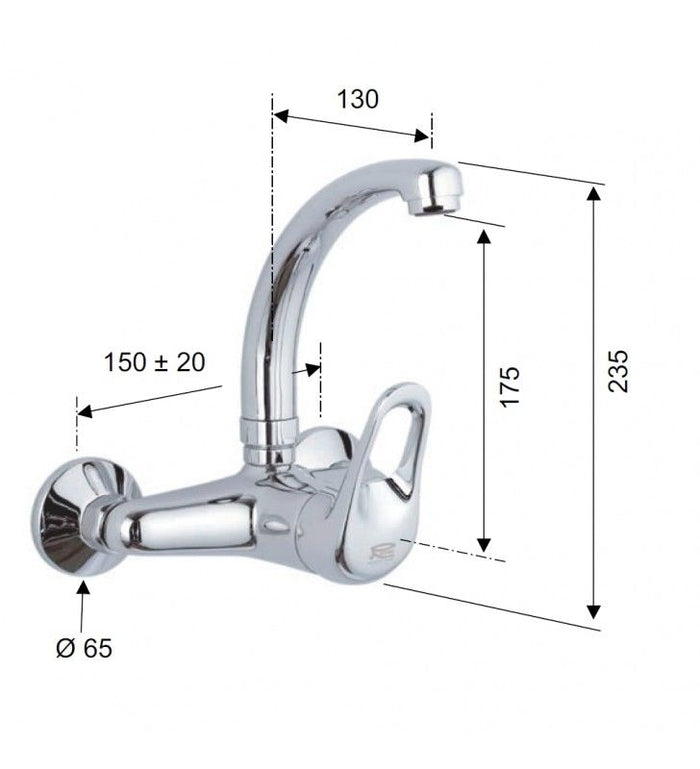 Rubinetto lavabo/vasca con bocca fusa e deviatore serie kiss cod 76194