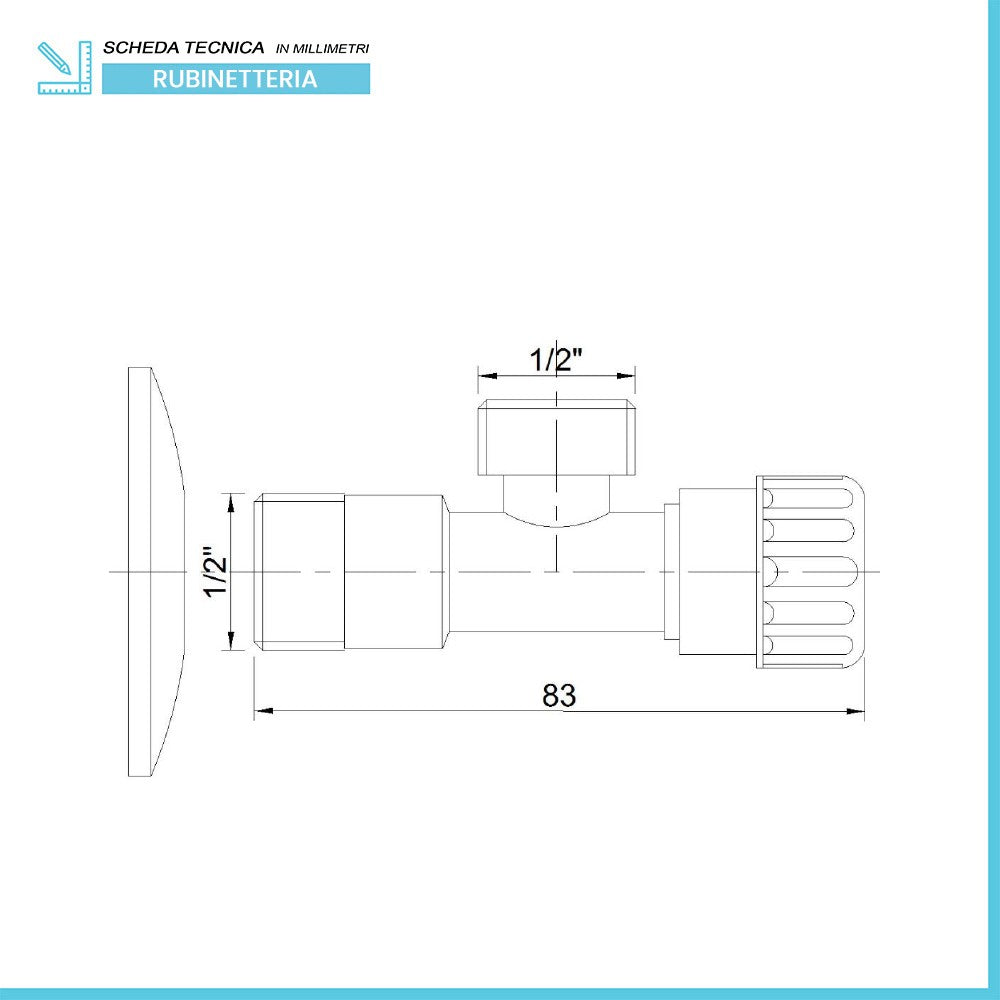 Rubinetto sottolavabo a vitone 1/2€ x 1/2"