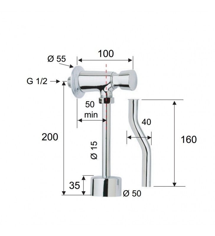 Doccetta bidet a pulsante lux con impugnatura bombata cod 75777