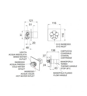 Rubinetto lavabo/vasca con deviatore integrato e kit doccia - serie project cod 76627