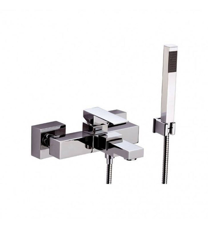 Rubinetto vasca duplex esterno, con flessibile cm.150 e supporto e doccetta in ottone cromato - serie skyline cod 77680