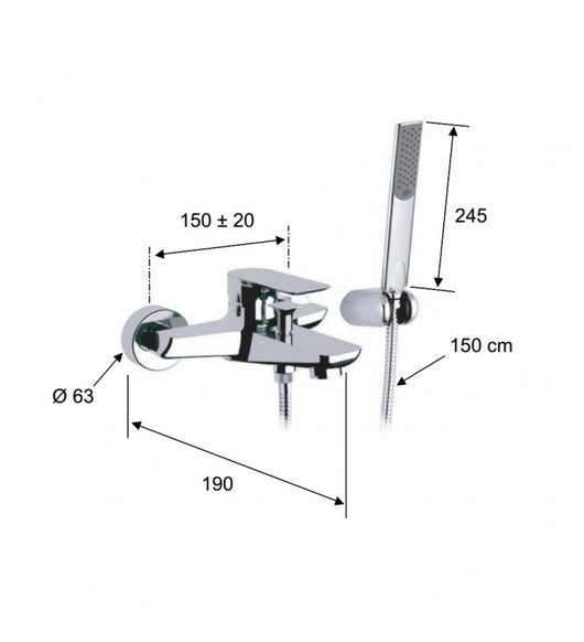 Rubinetto vasca esterno con doccetta - serie infinity cod 75518