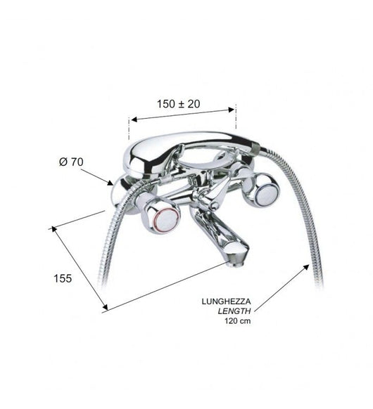 Rubinetto vasca con deviatore - serie 1000-2000 cod 76678