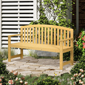 Panchina da Giardino 2 Posti con Seduta e Schienale a Doghe 143x51x85 cm in Legno di Abete