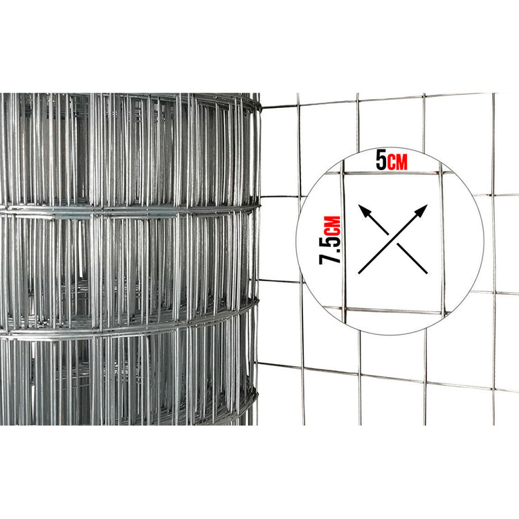 RETE RECINZIONI METALLICA ZINCATA ELETTROSALDATA 75x50 h200cm ROTOLO 25mt ASETKA