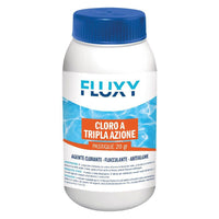 TRIPLEX PASTIGLIE SOLUBILI DA 200gr PER PISCINE MULTIFUNZIONE CONFEZIONE DA 1kg FLUXY