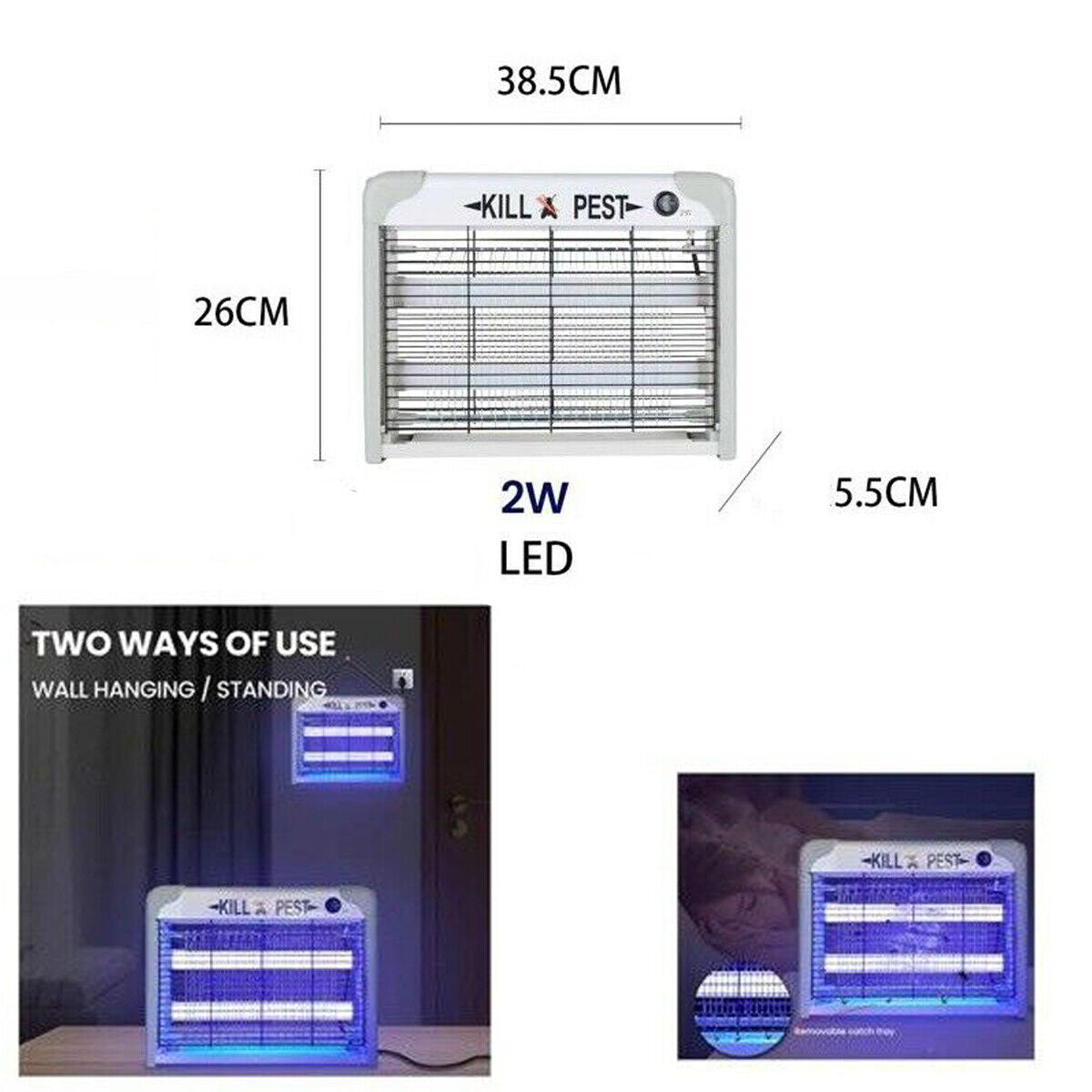 ZANZARIERA ELETTRICA 2 LAMPADE LED ANTI ZANZARE GIARDINO LTM 2W