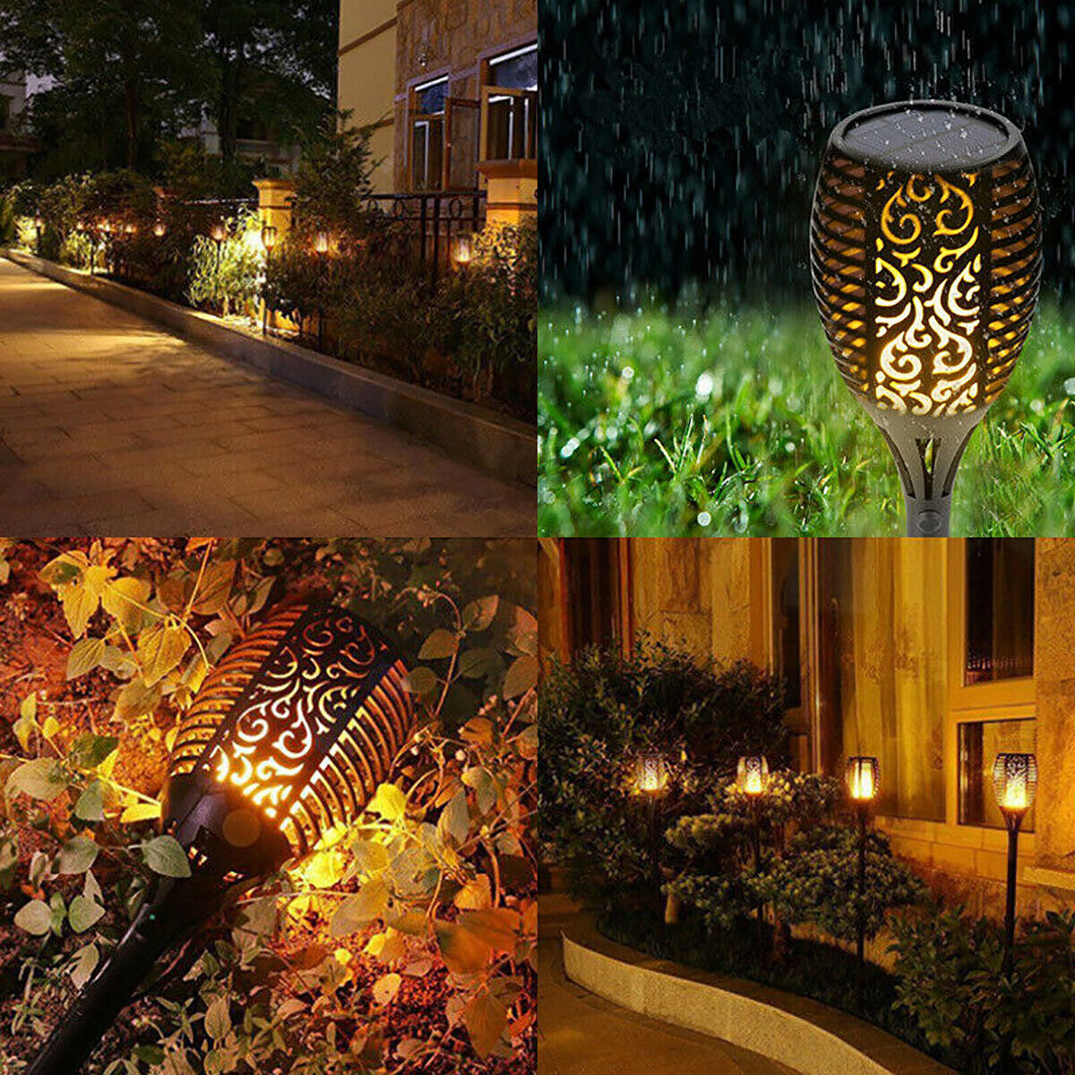 LAMPIONCINO SOLARE LED FIAMMA FIACCOLA LAMPADA ESTERNO GIARDINO PICCHETTO