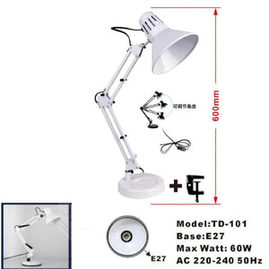 LAMPADA ESTETISTA SNODABILE ORIENTABILE E27 BASE SCRIVANIA TAVOLO BIANCA TD-101