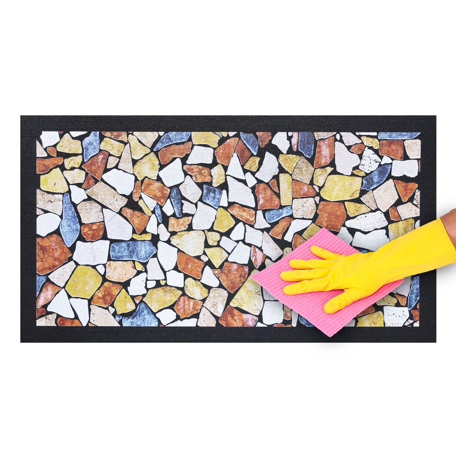 Zerbino Ingresso 40X70 cm Gomma Sostenibile Antiscivolo Pietre Mosaico Maioliche DIS_C