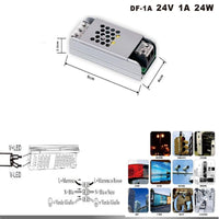 ALIMENTATORE TRASFORMATORE 24V STRISCIA TELECAMERE LED STABILIZZATORE 1A 24W