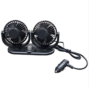 DOPPIO VENTILATORE PER AUTO 12V PORTATILE DA VIAGGIO REGOLABILE ARIA FRESCA