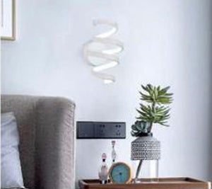 APPLIQUE LAMPADA INTERNO MODERNA PARETE MURO SPIRALE 18W LUCE FREDDA ST-001