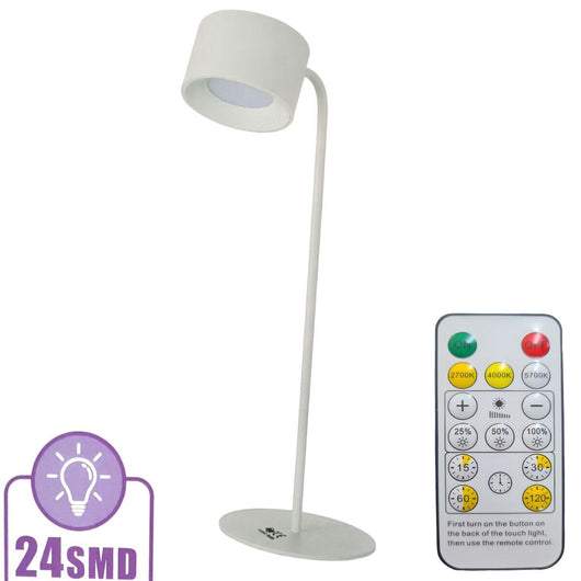 LAMPADA SCRIVANIA 24 LED SMD RICARICABILE USB DA TAVOLO TELECOMANDO DIMMERABILE