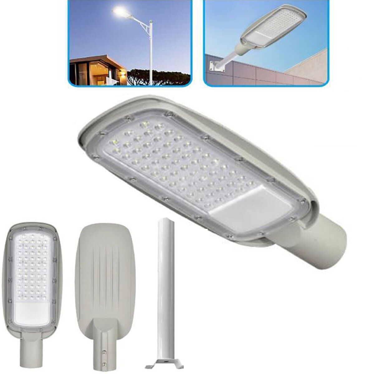 LAMPIONE STRADALE A LED CON PALO STAFFA ESTERNO FARO LED LUCE FREDDA 6500K 150W*