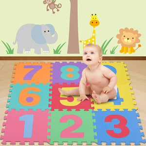 10 TAPPETINO TAPPETO PUZZLE MAXI NUMERI COLORATI GIOCO BAMBINO 29.5CM GOMMA EVA