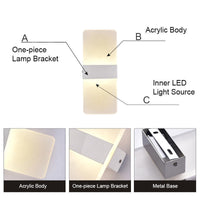 APPLIQUE A LED DA PARETE CASA ARREDO MODERNO LAMPADA 3000K 16W LUCE CALDA MURO