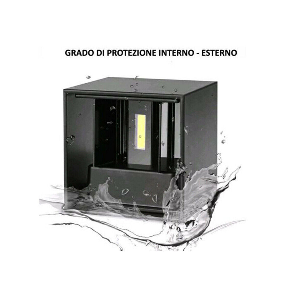 APPLIQUE NERO CUBO LED 10W FARETTO LAMPADA PARETE MURO LUCE NATURALE 4000K