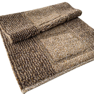 Tappeto Bagno Cotone Shaggy 55x90 Cm Marrone Scendiletto Camera Morbido Assorbente Antiscivolo