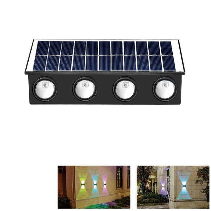 APPLIQUE LAMPADA 8 LED MURO PARETE SOLARE IP65 RGB GIARDINO TE-B0579*