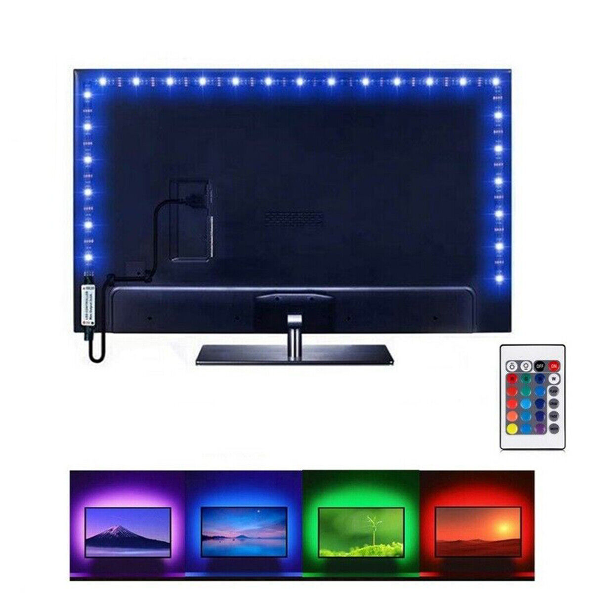 STRISCIA LED ADESIVA LUCE RGB RETROILLUMINAZIONE TV USB 2 MT FLESSIBILE TE-B0309