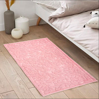 Tappeto Morbido Cotone 63x140 cm Scendiletto Bagno Camera Assorbente Antiscivolo Rosa