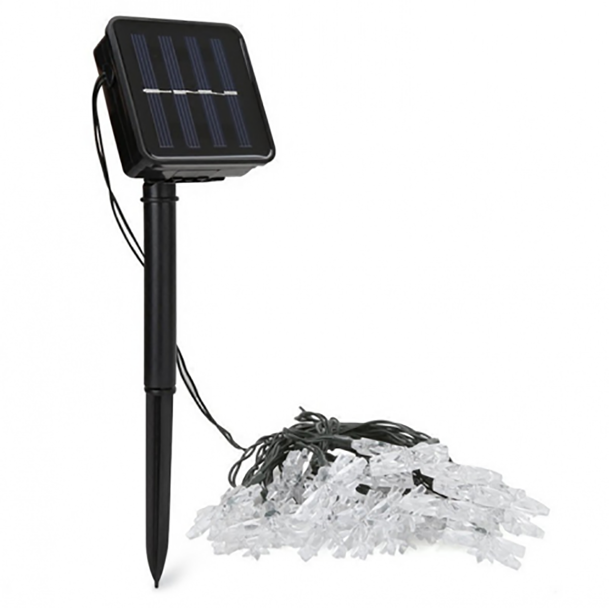 CATENARIA 30 LUCI LED ENERGIA SOLARE FIOCCO NEVE NATALE BIANCO NATURALE ESTERNO