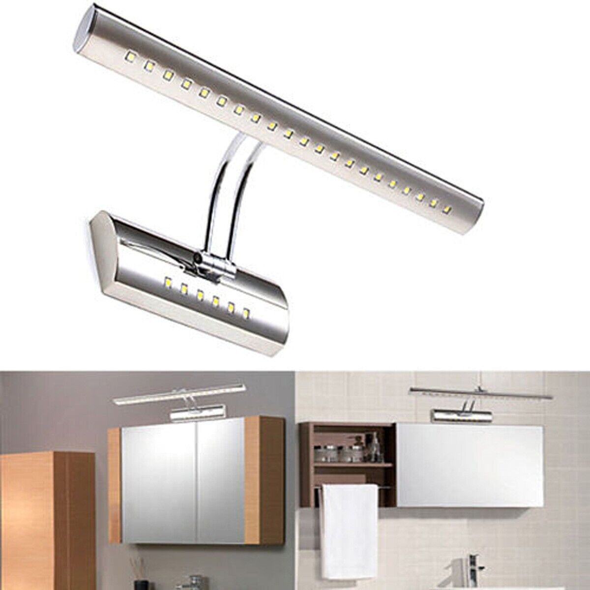 APPLIQUE LAMPADA DA PARETE MURO SPECCHIO BAGNO 27 LED 5050 LUCE CALDA CROMATO