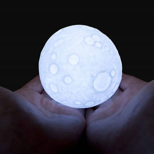 Lampada Da Tavolo Luna Luce Led Rgb Con Telecomando Moon Lamp 11,5Cm A Batteria