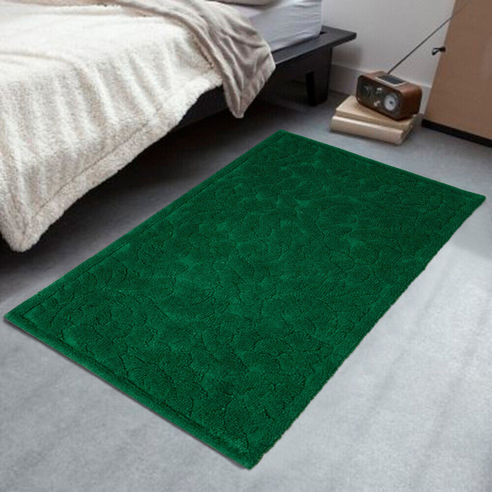 Tappeto Morbido Cotone 53x110 cm Scendiletto Bagno Camera Assorbente Antiscivolo Verde