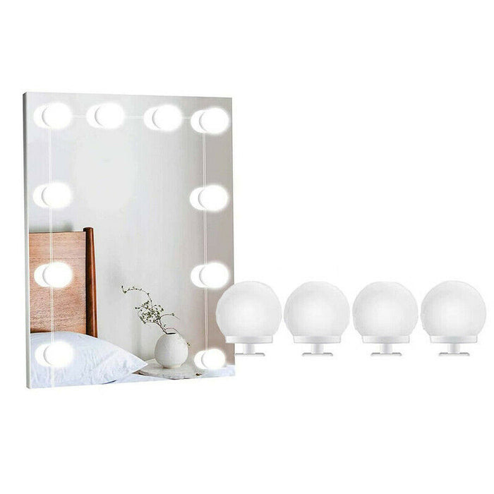 LUCI DA SPECCHIO TRUCCO STILE HOLLYWOOD KIT 4PZ LAMPADINE LED DIMMERABILI